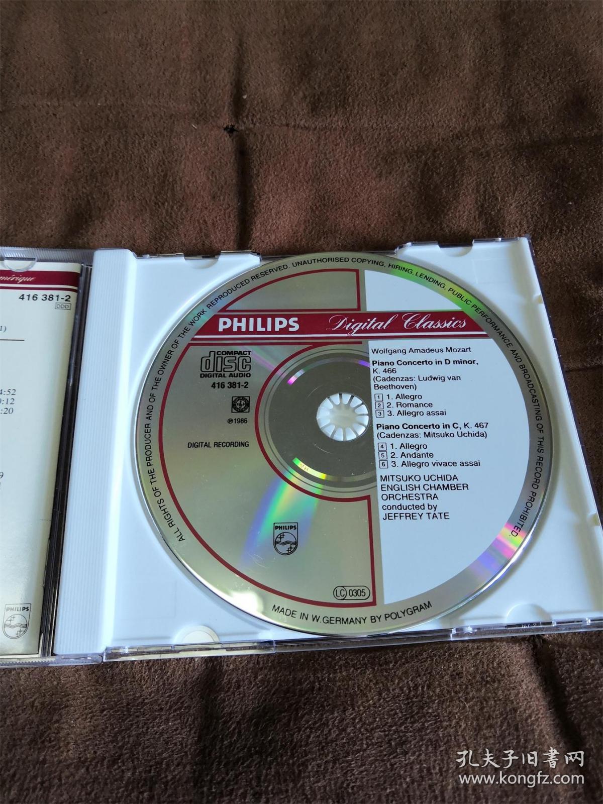 PHILIPS 莫扎特-第20&21钢琴协奏曲/内田光子UCHIDA / MOZART 西德无字银圈首版
