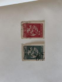 盖销邮票 纪3 世界工联亚洲澳洲工会会议纪念 现存2张