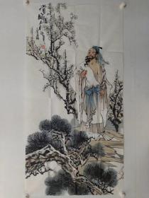 保真书画，中国美协培训中心专职主任，国画名家张金荣先生四尺整纸人物画《赏梅图》一幅