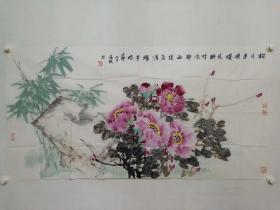 保真书画，北京画院画家，王雪涛纪念馆馆长，著名画家温瑛四尺整纸精美国画一幅