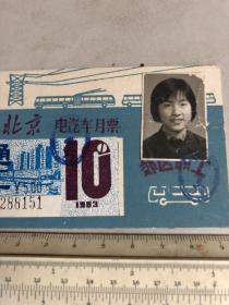 1983年10月北京电汽车月票（郊区职工）