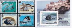 毛里塔尼亚 1986年 世界野生动物基金会  WWF  僧海豹 4全新+小型张