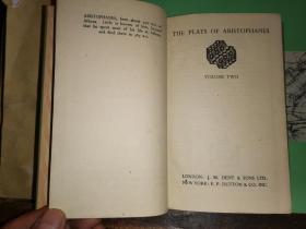 THE PLAYS OF ARISTOPHANES VOLUME TWO    阿里斯托芬的戏剧  第二卷[1945年伦敦JM Dent出版社 纽约达顿公司出版]夹老门票一张