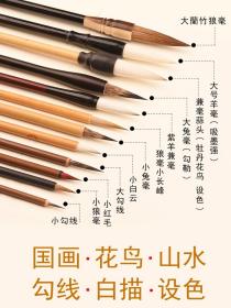 国画毛笔套装12支，狼毫，羊毫，兼毫，绘画花鸟山水，勾线，成人大中小书画，毛笔工笔画，山水画毛笔成人毛笔狼毫国画写意勾线笔