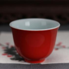 G69明宣德年制款颜色釉之红釉功夫茶杯酒杯