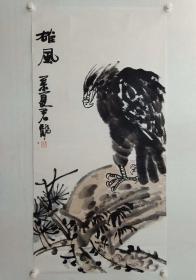 保真，当代优秀画家黎君龙国画一幅，尺寸138×69cm