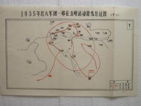 红军长征系列地图：1935年红六军团一部在五峰活动路线经过图（十三）