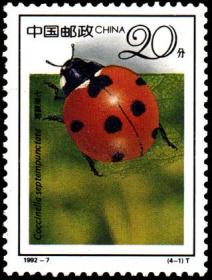 念椿萱-编年邮票 92年 1992- 7 昆虫 4-1 20分全新 动物蜻蜓螳螂瓢虫