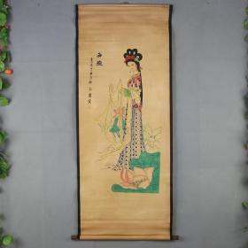 精品仿古老字画书法国画山水画墙挂画名人字画居家装饰西施