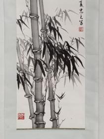 保真书画，吉林老一辈著名画家胡忠元国画《高节凌云》一幅，原装裱立轴，尺寸97×32.5cm。画心下部有点开裂开口，不缺肉，讲究可以再揭裱一下。