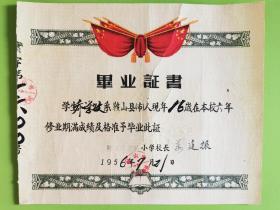 1956年辽宁省鞍山市实验小学校毕业证