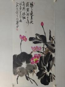 保真，江苏著名画家，鉴定家萧平先生花鸟画精品一幅，尺寸138.5×69.5cm