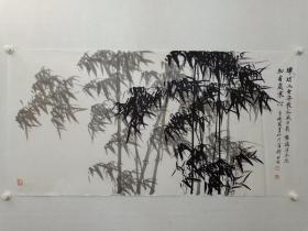 保真，著名画家郝良彬《知有岁寒心》国画一幅，尺寸70×139cm