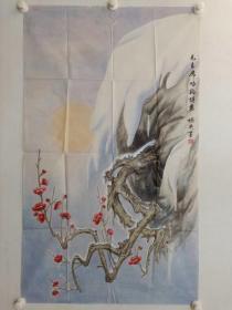 保真，画家李娇英创作毛主席咏梅诗意图一幅，尺寸113×67 cm