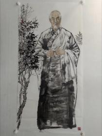 保真，展览出版作品
博士，清华大学美术学院绘画系副教授，当代实力派画家王巍四尺整纸人物画《弘一法师》一幅138×69cm ，欢迎鉴赏交流！