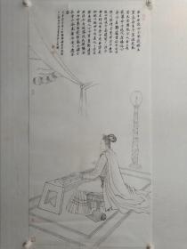 保真，刘文清四尺整纸线描人物画一幅，欢迎鉴赏交流！
浙江传媒学院影视动画学院院长，设计学院副院长！