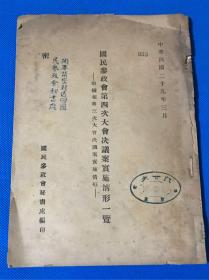 民国29年《国民参政会第四次大会决议案实施情形一览》一册全  25*17.5