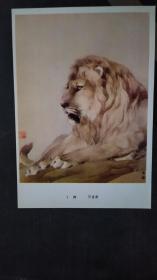 画页【散页印刷品】—-国画---狮【何香凝】617