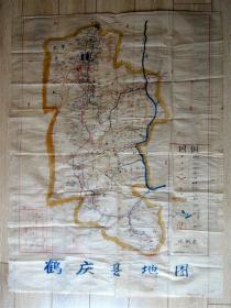 史料收藏1805-1962年手工彩绘蜡纸云南鹤庆县大幅公社区划全图