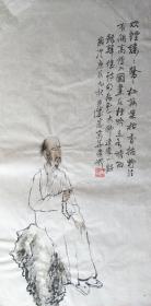 弘一法师像  彭先诚 人物小中堂手绘国画写意水墨画