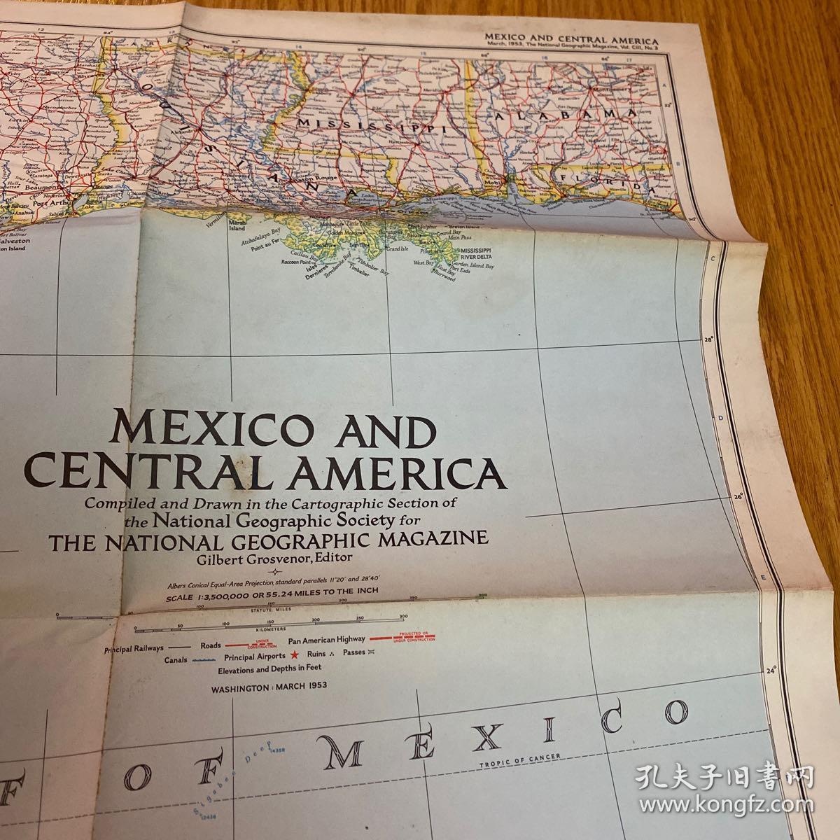 现货 特价national geographic美国国家地理地图1953年3月Mexico and Central America墨西哥和中美洲