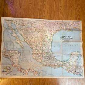 现货 特价national geographic美国国家地理地图1953年3月Mexico and Central America墨西哥和中美洲