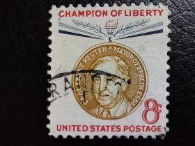 美国邮票（历史）：1959年自由女冠军-恩斯特·罗伊特 1枚
