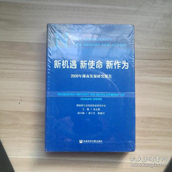 新机遇新使命新作为：2020年湖南发展研究报告