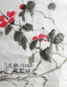 荷花  彭先诚 花鸟画 手绘国画写意水墨画