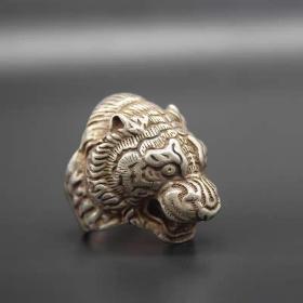 古玩杂项收藏生肖虎戒指