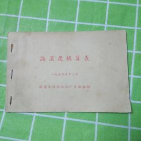 温湿度换算表（1959年12月）国营天津棉纺四厂空调编制