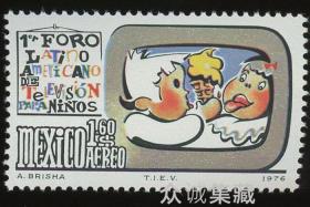墨西哥邮票1976 拉丁美洲儿童电视讨论会 卡通 1全 外国邮票