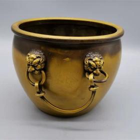 古玩杂项收藏铜缸狮子头缸香炉