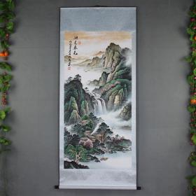 国画山水宣纸卷轴画挂画中堂画客厅办公室书房装饰湖光水色山水画