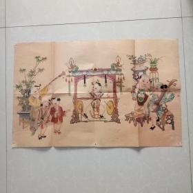 杨柳青童子年画（74.5/47cm）罕见，详看说明