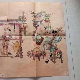 杨柳青童子年画（74.5/47cm）罕见，详看说明