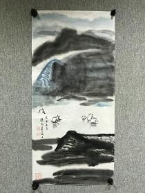 海派画家吴江顾成，戊寅年《山水画》三（69*33）钤印：顾成，仁寿堂