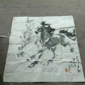 （索文斌）国画  双马图