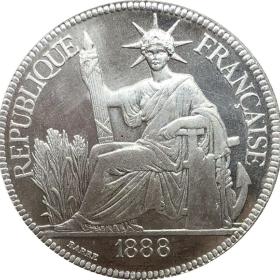 银元银币法属印度支那皮阿斯特币坐洋1888年白铜原光白铜镀银钱币