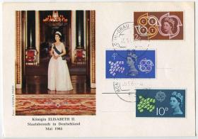 英国邮票 1965年 伊丽莎白女王访问德国 纪念片FDC-G-05