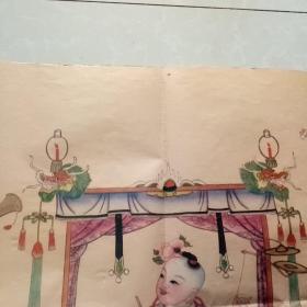 杨柳青童子年画（74.5/47cm）罕见，详看说明