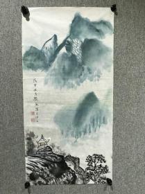 海派画家吴江顾成，戊寅年《山水风景画》二（69*33）钤印：顾成，仁寿堂