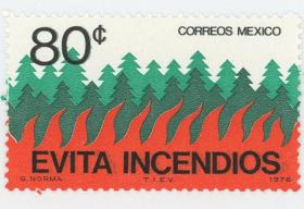 外国 墨西哥邮票1976年预防森林火灾 1全 新
