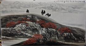 李保民国画，新疆著名山水画画家，中国美术家协会会员，5尺整张，真迹