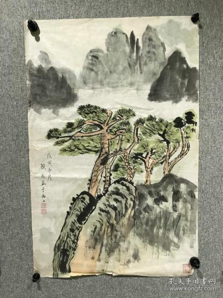 海派画家吴江顾成，戊寅年冬月《山水画》（69*45.5）钤印：顾成，仁寿堂