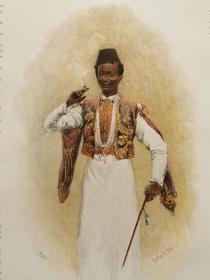 1900年套色木口木刻版画《突尼斯人吉格尔 》41×28厘米（16）