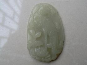 孔雀花卉图青白玉雕牌（薄型）