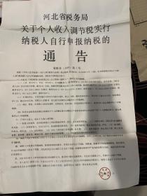 河北省税务局关于个人收入调节税实行纳税人自行申报纳税的通告 1989.6.1