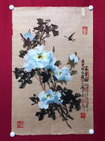 书画10827，著名画家【周仁辉、何俊德】花鸟画，牡丹