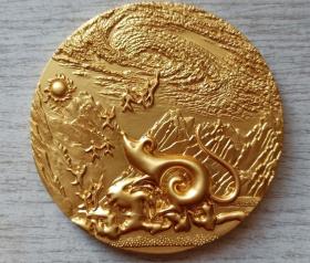 2008年中国投资担保有限公司生肖（举首望日-鼠）镀金纪念章